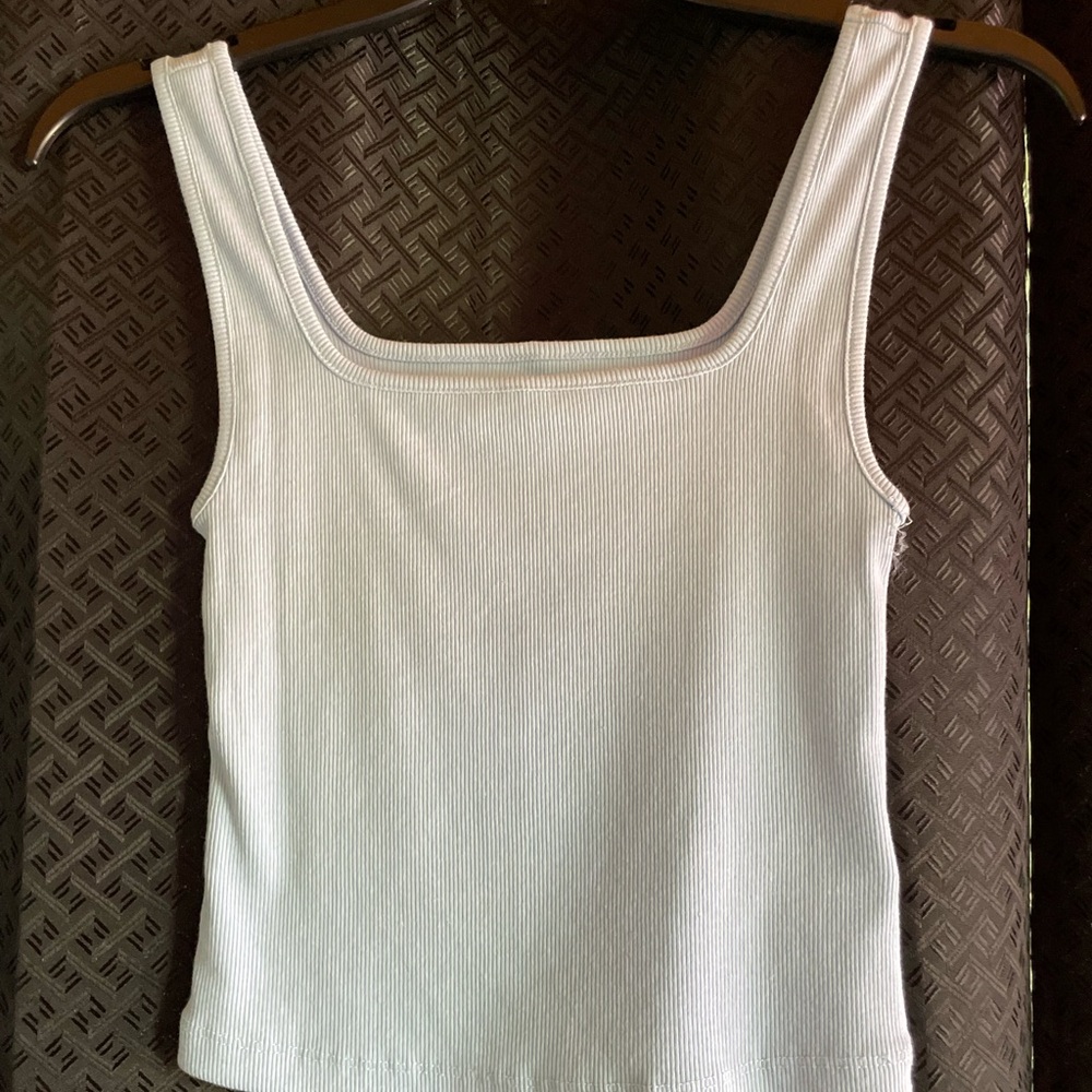 Light Blue Ribbed Tank Top